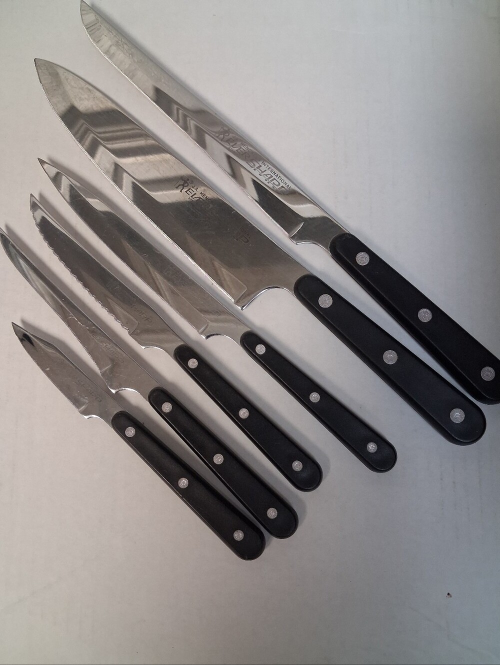 JA Henckels Rever Sharp Stainless Kitchen Knife Set Black Handles - 6-Piece